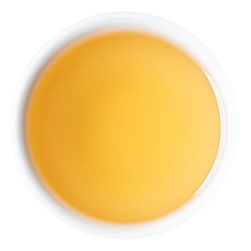 Poobong tea brewing golden yellow liquor with delicate sweetness